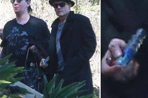 Johnny Depp and Marilin Manson Smoking Glass Bowl in LA